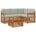 vidaXL Ensemble de canapés d'extérieur 5 Pièces Gris Naturel et Clair