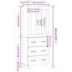 vidaXL Buffet haut Gris béton 69 5x34x180 cm Bois d'ingénierie