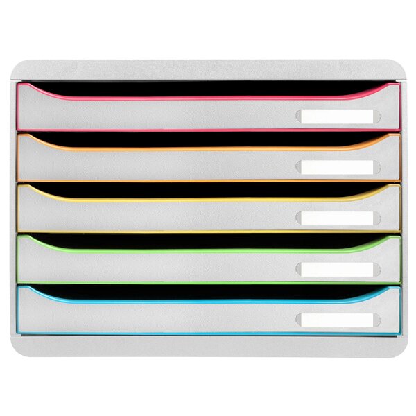 Module De Classement Big Box Plus Horizon 5 Tiroirs Glossy - Blanc/arlequin - Exacompta