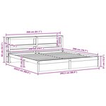 vidaXL Cadre de lit Cire marron 200 x 200 cm Bois de Pin Massif