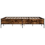vidaXL Cadre de lit chêne fumé 120x200 cm bois d'ingénierie et métal