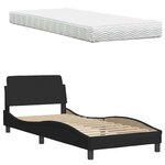vidaXL Lit avec matelas noir 90x190 cm tissu