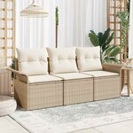 vidaXL Ensemble de canapé de jardin 3 Pièces Beige Poly rotin