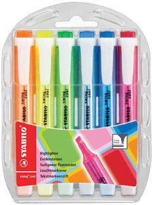 Etui de 6 Surligneurs de poche SWING COOL Pte Biseautée 1 - 4 mm STABILO