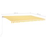 vidaXL Auvent manuel rétractable avec poteaux 5x3 m Jaune et blanc