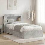 vidaXL Cadre de lit avec rangement Gris béton 80 x 200 cm