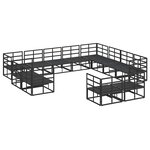 vidaXL Ensemble de canapé de jardin avec coussin 12 Pièces Noir Aluminium