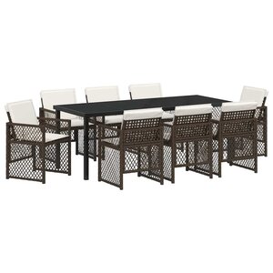 vidaXL Ensemble de salle à manger pour jardin 9 Pièces Marron polyrotin