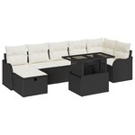 Ensemble de Canapés de Jardin 8 Pièces avec Coussins Noir Poly Rattan
