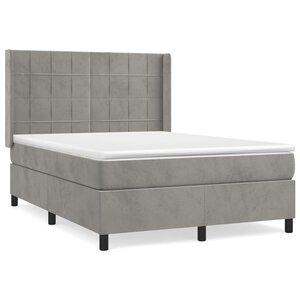 vidaXL Sommier à lattes de lit et matelas Gris clair 140x200cm Velours