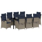 vidaXL Ensemble de salle à manger pour jardin 9 Pièces Gris et Noir Rotin