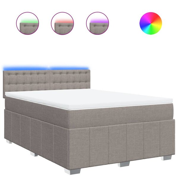 vidaXL Sommier à lattes de lit avec matelas Taupe 140x200 cm Tissu
