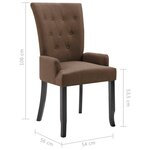 vidaXL Chaises à manger avec accoudoirs lot de 2 marron tissu