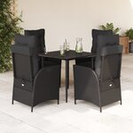vidaXL Ensemble à manger de jardin coussins 5Pièces Noir Résine tressée