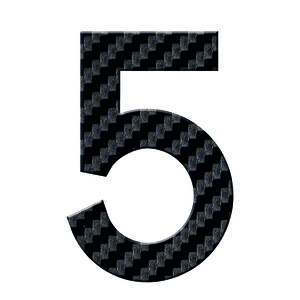 Numéro 5-Numéro adhésif pour boîtes aux lettres - Vinyle épais texturé, hauteur 50 mm - Carbone