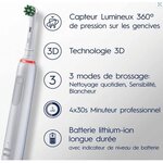 Brosse à Dents Électrique Oral-B Blanche - 2 Brossettes - Tete Ronde - 3 Modes de Brossage