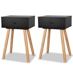 vidaXL Table de chevet 2 Pièces Bois de pin massif 40 x 30 x 61 cm Noir