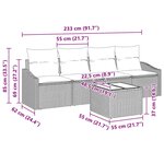 vidaXL Ensemble de salle à manger de jardin 5 pièces avec coussins en poly rotin gris clair