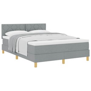 vidaXL Lit à ressorts avec matelas Gris clair 160 x 200 cm tissu