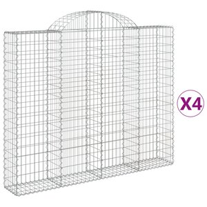 vidaXL Paniers à gabions arqués 4 Pièces 200x30x160/180 cm Fer galvanisé