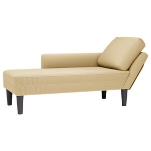 vidaXL Chaise longue avec coussin tissu en velours côtelé gris-vert