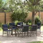 vidaXL Ensemble de salle à manger pour jardin 7 Pièces Gris et Noir Rotin