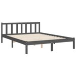vidaXL Cadre de lit avec tête de lit gris King Size bois massif