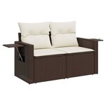 vidaXL Salon de jardin avec coussins 3 Pièces marron résine tressée