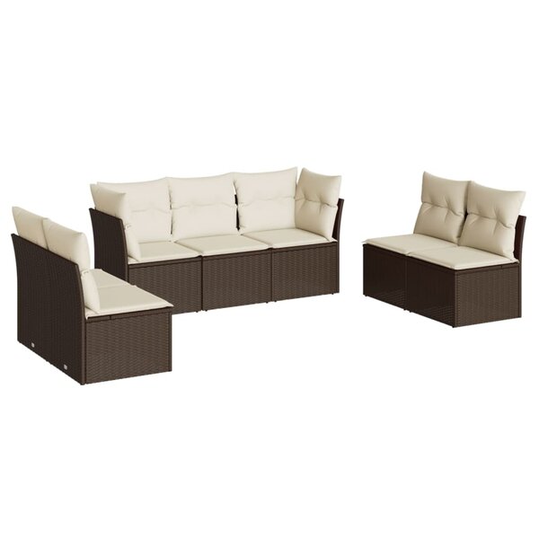 vidaXL Salon de jardin avec coussins 7 Pièces marron résine tressée