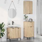 vidaXL Ensemble de mobilier de salle de bain Plaid 3 Pièces Chêne sonoma