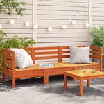 vidaXL Canapé de jardin 3 places cire marron bois de pin massif