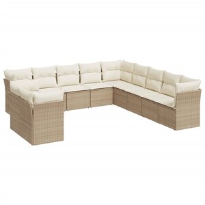vidaXL Salon de jardin 11 Pièces avec coussins beige résine tressée