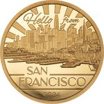Monnaie SAN FRANCISCO Big City Lights Золотая монета 5$ Cook Islands 2024 (PRÉCOMMANDE)