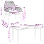 vidaXL Ensemble à manger jardin coussins 5 Pièces gris poly rotin verre