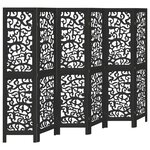 vidaXL Cloison de séparation 6 panneaux noir bois de paulownia massif