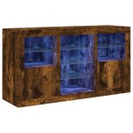vidaXL Buffet avec lumières LED chêne fumé 123x37x67 cm