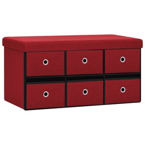 Banc banquette de rangement pliable bordeau x 76 x 38 x 38 cm fau x lin 02_0010961