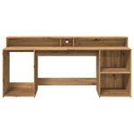 vidaXL Bureau avec lumières LED chêne artisanal bois d'ingénierie