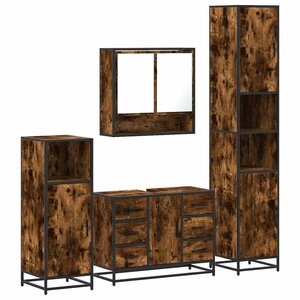 vidaXL Ensemble meubles salle de bain 4 Pièces chêne fumé bois ingénierie