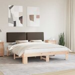 vidaXL Cadre de lit avec tête de lit rembourrée Taupe 200 x 200 cm