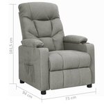 vidaXL Fauteuil inclinable Gris clair Tissu