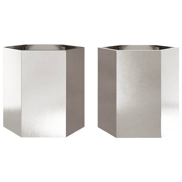 vidaXL Jardinières 2 Pièces hexagone 46x40x45 cm acier inoxydable
