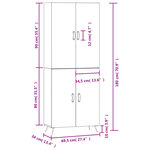 vidaXL Buffet haut Sonoma gris 69 5x34x180 cm Bois d'ingénierie