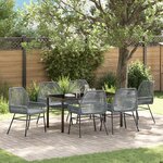 vidaXL Ensemble de Dining de Jardin 7 Pièces avec Coussins Gris en Rotin Poly
