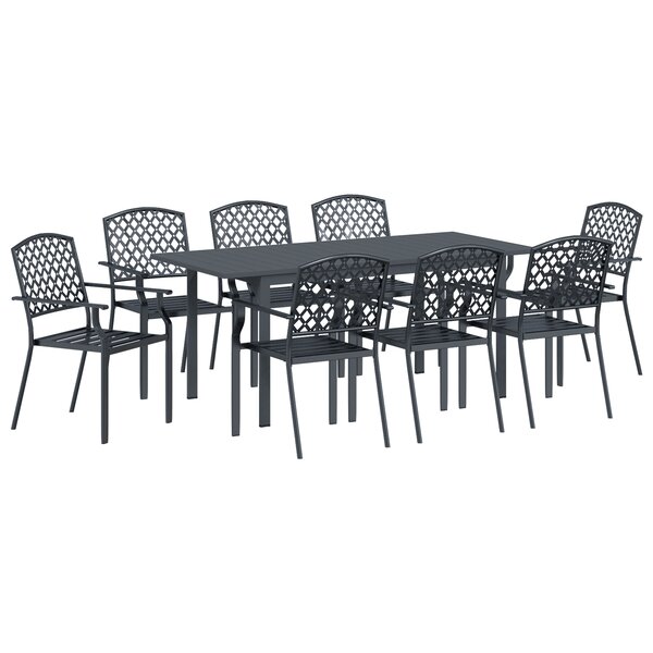 Ensemble salle à manger jardin 9 pièces vidaXL en acier anthracite