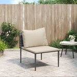 vidaXL Canapé central de jardin avec coussins gris résine tressée