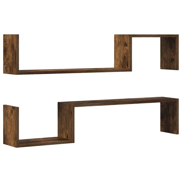 vidaXL Étagères murales 2 Pièces Chêne fumé 100x15x20cm Bois d’ingénierie