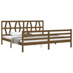 vidaXL Cadre de lit avec tête de lit marron miel 200x200cm bois massif