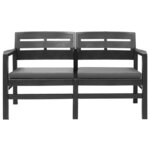vidaXL Banc de jardin à 2 places coussins 133 cm Plastique Anthracite