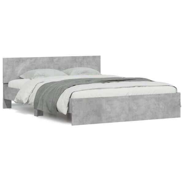 vidaXL Cadre de lit avec tête de lit gris béton 140x190 cm